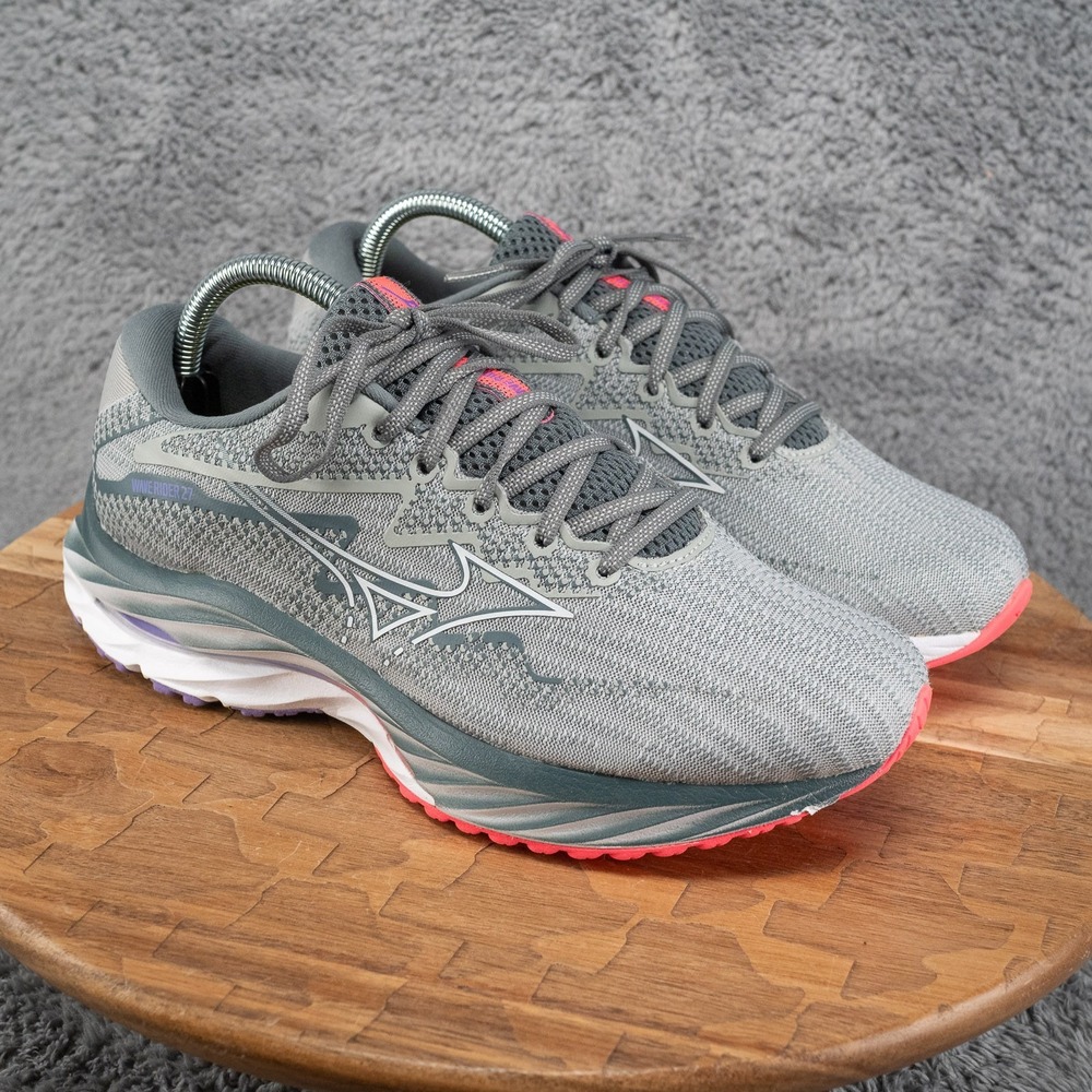 Mizuno Wave Rider 27 Gray Pink Low Top Lace Up Women's 8.5 Sneaker J1GD230321